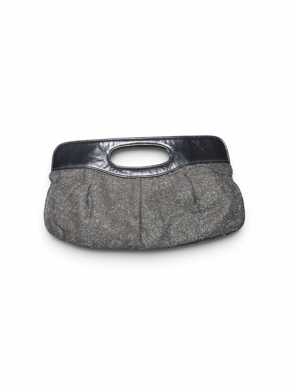 Black & Silver Metallic Knit Wristlet Clutch